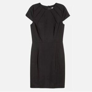H&M black fitted sheath dress with cap sleeves 10